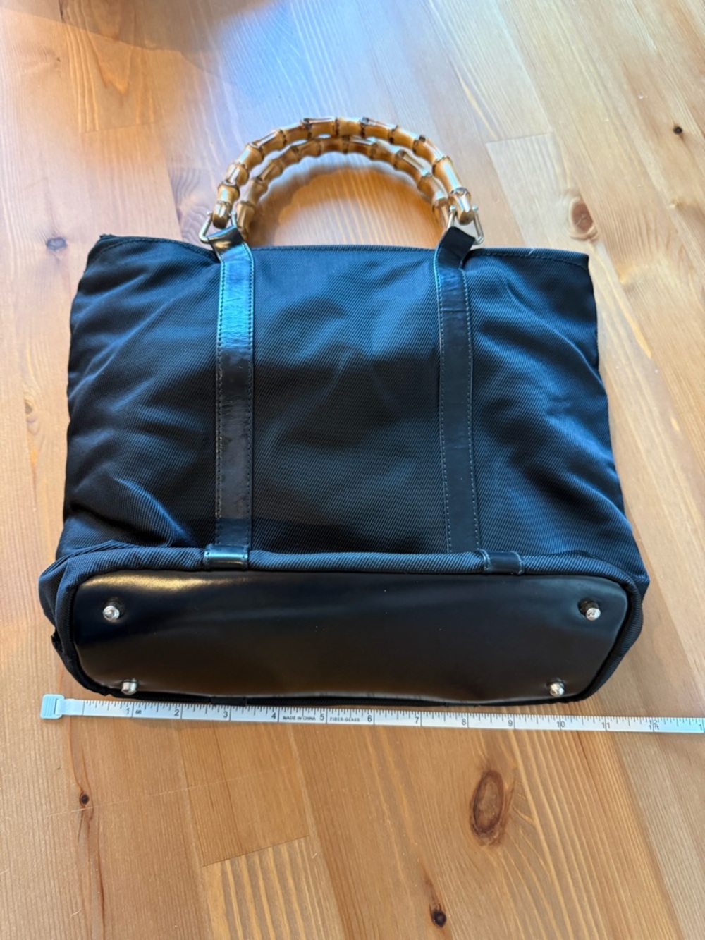 Gucci Black Tote Bag with Bamboo Handles and Leather Trim - Picture 15 of 16